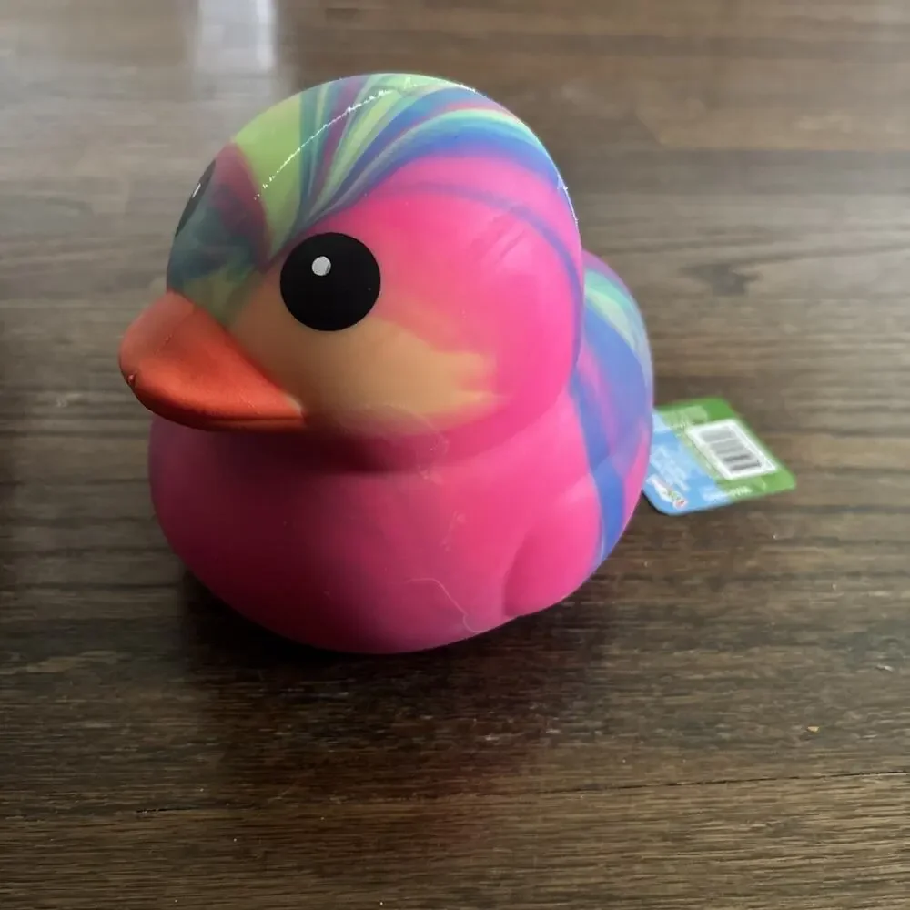 Sunny Days Jumbo Squeezy Duck – Tie-Dye Yellow Squishy Stress Relief Toy – New